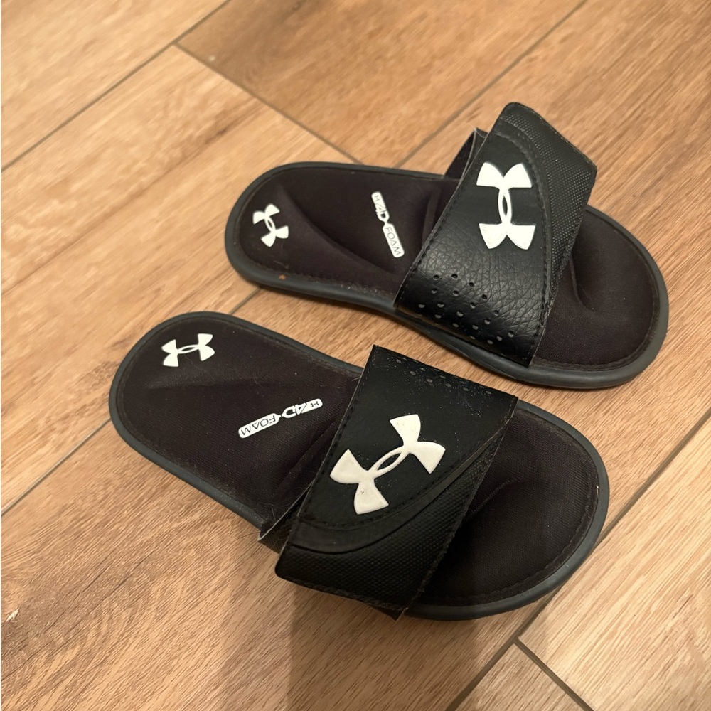Under Armour Kids Black and White Slide Sandals
